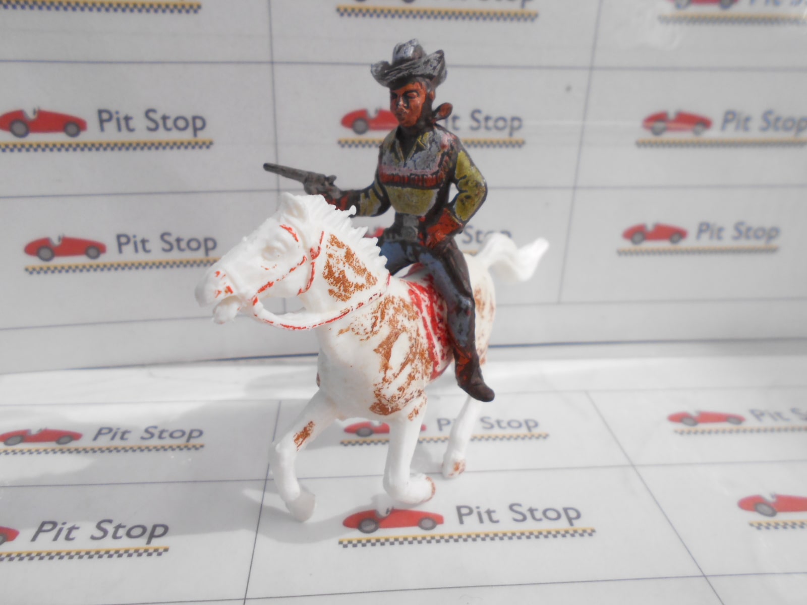 Landi VaLa Cromoplasto figurino cowboy a cavallo in plastica.